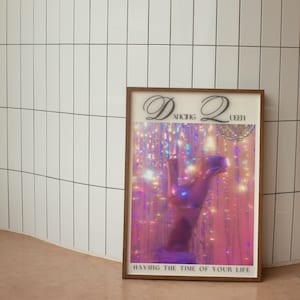 Plakat mody Dancing Queen, wydruk artystyczny Disco Ball, plakat koktajlowy, modny wystrój ścienny w stylu retro, estetyczny wystrój pokoju, wydruki do pobrania