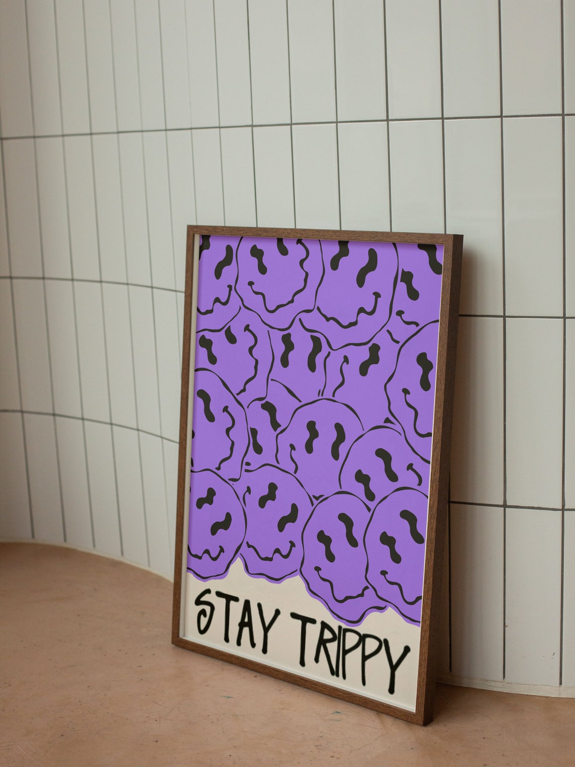 Retro Smiley Face Poster, Stussy Poster, Psychedelic Art Print, Y2K ...