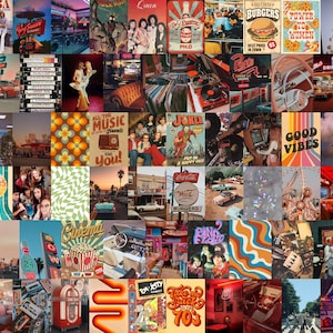 70 pcs Retro Aesthetic Photo Collage Kit | Room Decor | Wall Art Prints | Wall Collage Kit | DIGITAL DOWNLOAD