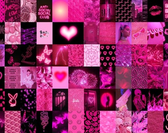 70 pcs Hot Pink Aesthetic Photo Collage Kit | Room Decor | Wall Art Prints | Wall Collage Kit | DIGITAL DOWNLOAD