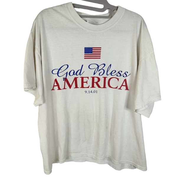 Vintage 9/11 2001 National Day of Remembrance T- Shirt God Bless America Size XL