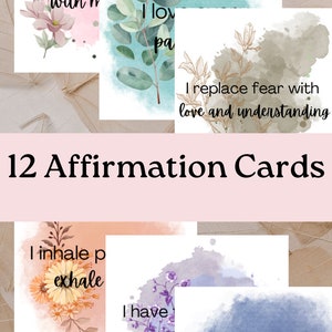 anxiety self-care printable affirmation cards | set of 12 personalised anxiety coping strategy cards