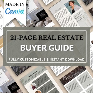 Guida per l&#39;acquirente di case di marketing immobiliare, branding dell&#39;agente immobiliare, pacchetto per l&#39;acquirente immobiliare, modello Canva, libro di presentazione, download istantaneo