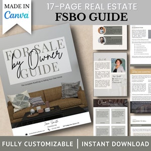 Real Estate Marketing Templates, For Sale By Owner Guide, FSBO Packet, Seller Presentation, Canva Template, Real Estate Agent Branding
