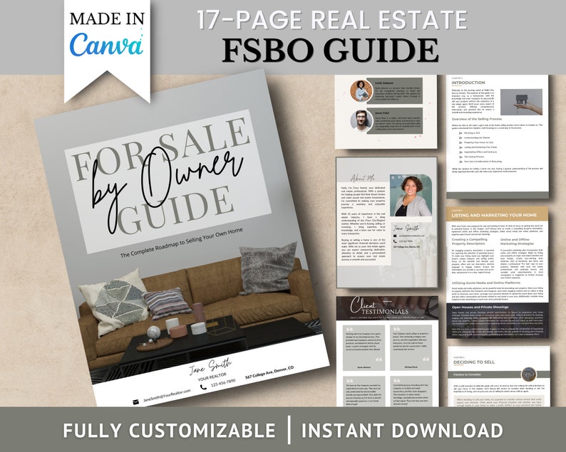 Real Estate Marketing Templates, for Sale by Owner Guide, FSBO Packet ...