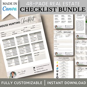 Real Estate Checklist Bundle, Canva Template, Instant Download, Realtor Marketing, Pre-Listing Buyer Seller Checklist Presentation