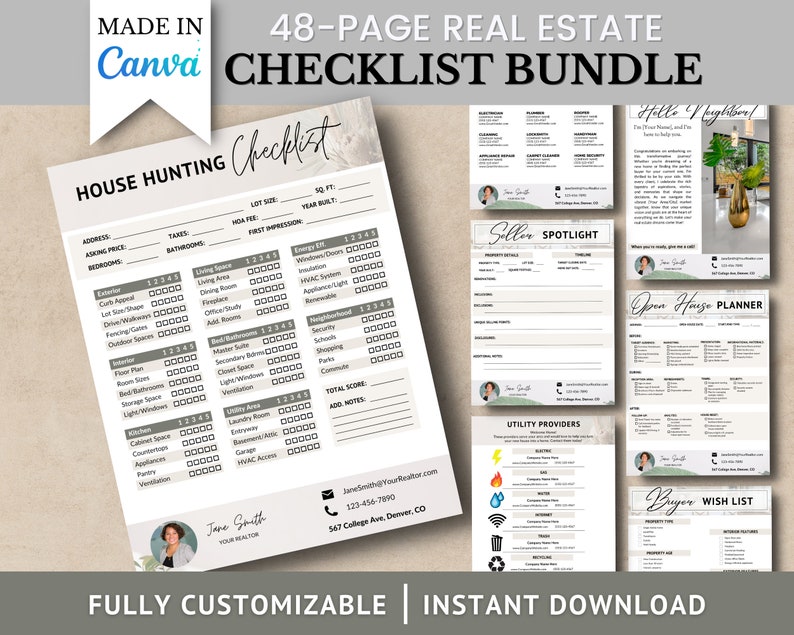 Real Estate Checklist Bundle, Canva Template, Instant Download, Realtor ...