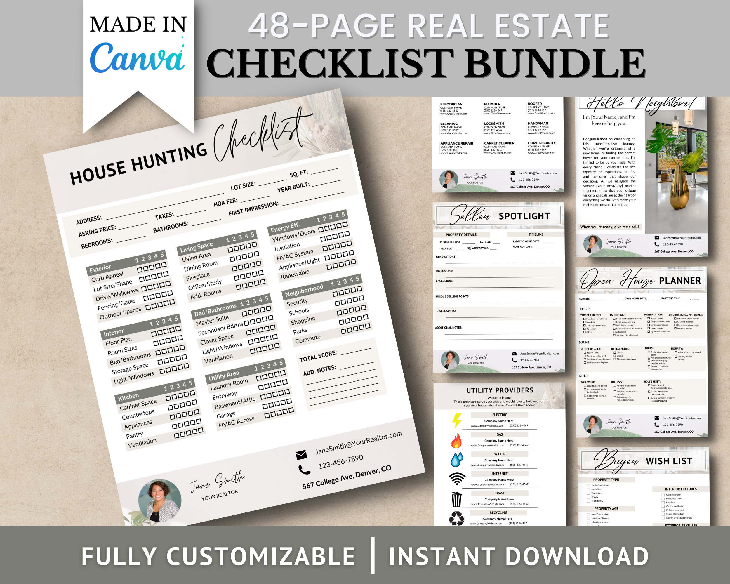 Real Estate Checklist Bundle, Canva Template, Instant Download, Realtor ...