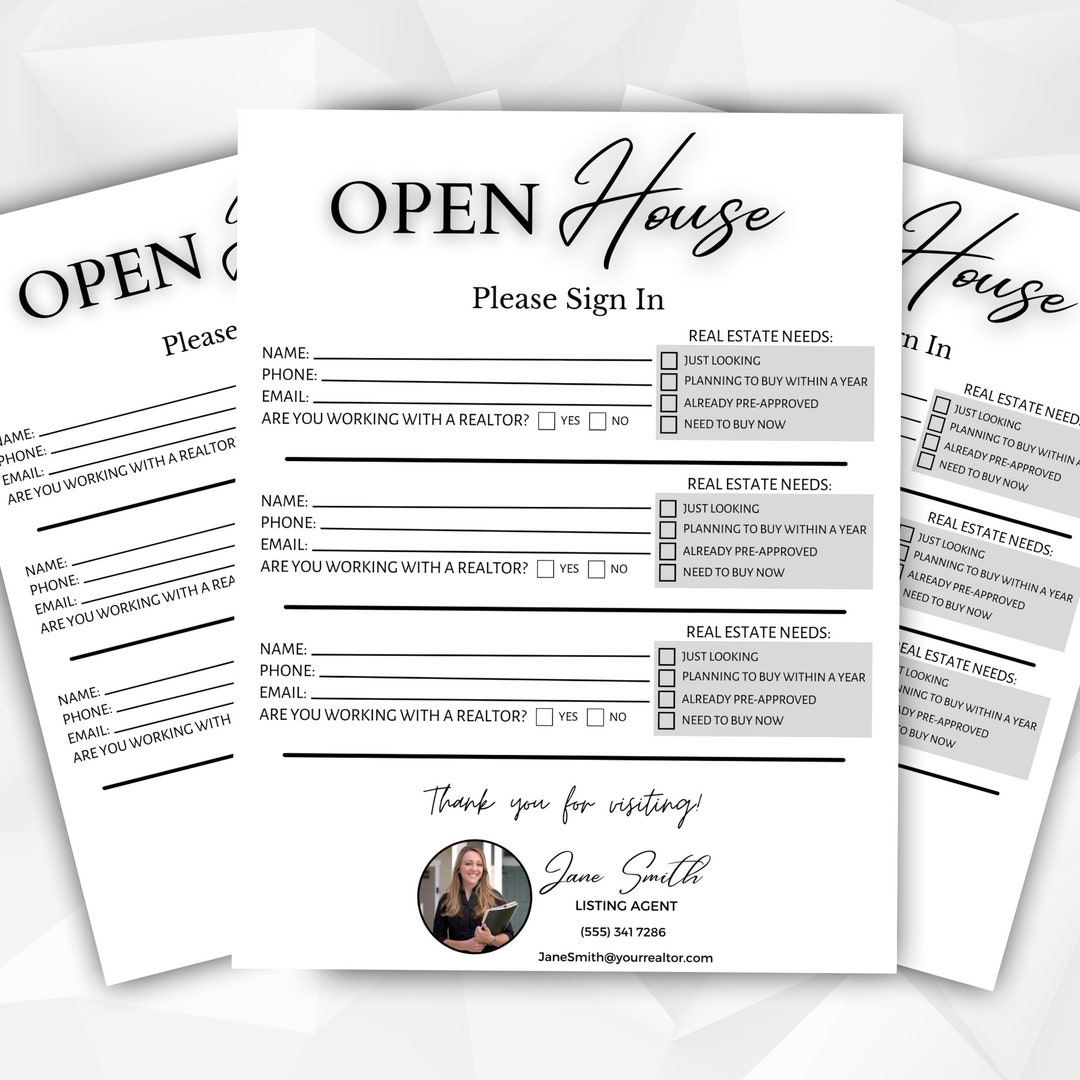 Real Estate Open House Sign in Sheet, Canva Template, Instant Download ...