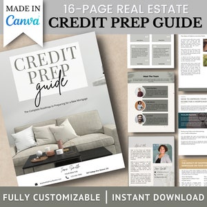 Real Estate Marketing Credit Prep Guide, Buyer Seller Packet, Canva Template, Realtor Presentation Book, Customizable PDF, Brand Promotion