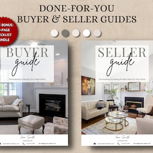 Home Buyer and Seller Guide Bundle, Real Estate Marketing, Buyer Seller Packet, Canva Template, Realtor Presentation Book, Customizable PDF