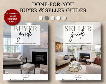 Home Buyer and Seller Guide Bundle, Real Estate Marketing, Buyer Seller Packet, Canva Template, Realtor Presentation Book, Customizable PDF