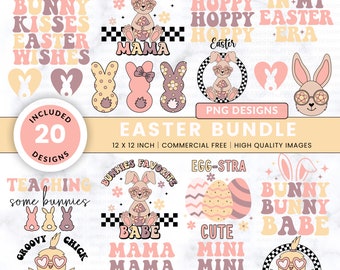 Retro png bundle, Retro easter png, retro mama png, bunny png, girl png bundle, easter png bundle, sublimation designs, dtf png designs