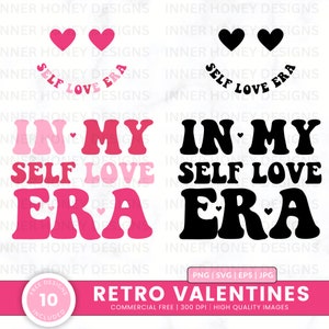 Amour de soi png rétro Saint-Valentin svg maman aimée png coeur Saint-Valentin svg coupe fichier lot Saint Valentin téléchargeable png amant svg lot image 7