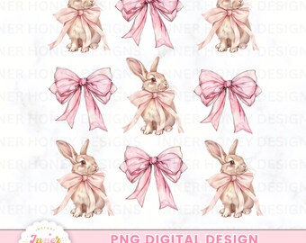 Bunny coquette bow png soft girl era aesthetic png Trendy easter png coquette clipart retro mama png coquette bow png sublimation design