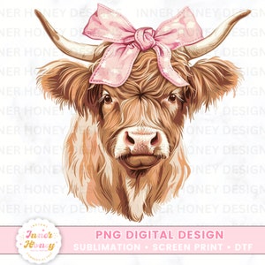 Highland cow png coquette bow png soft girl era aesthetic png highland cow clipart coquette shirt design retro mama png sublimation design