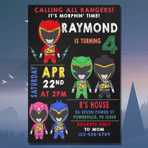 Power Rangers Dino Charge Invitation - Etsy