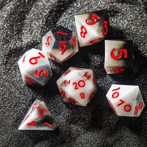 Black Red Dice, D&D Dice Set, Dungeons and Dragons Dice Set, D20 D6 Dice, RPG Dice, TTRPG Dice