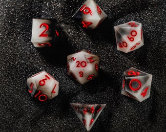 Black Red Dice, D&D Dice Set, Dungeons and Dragons Dice Set, D20 D6 Dice, RPG Dice, TTRPG Dice