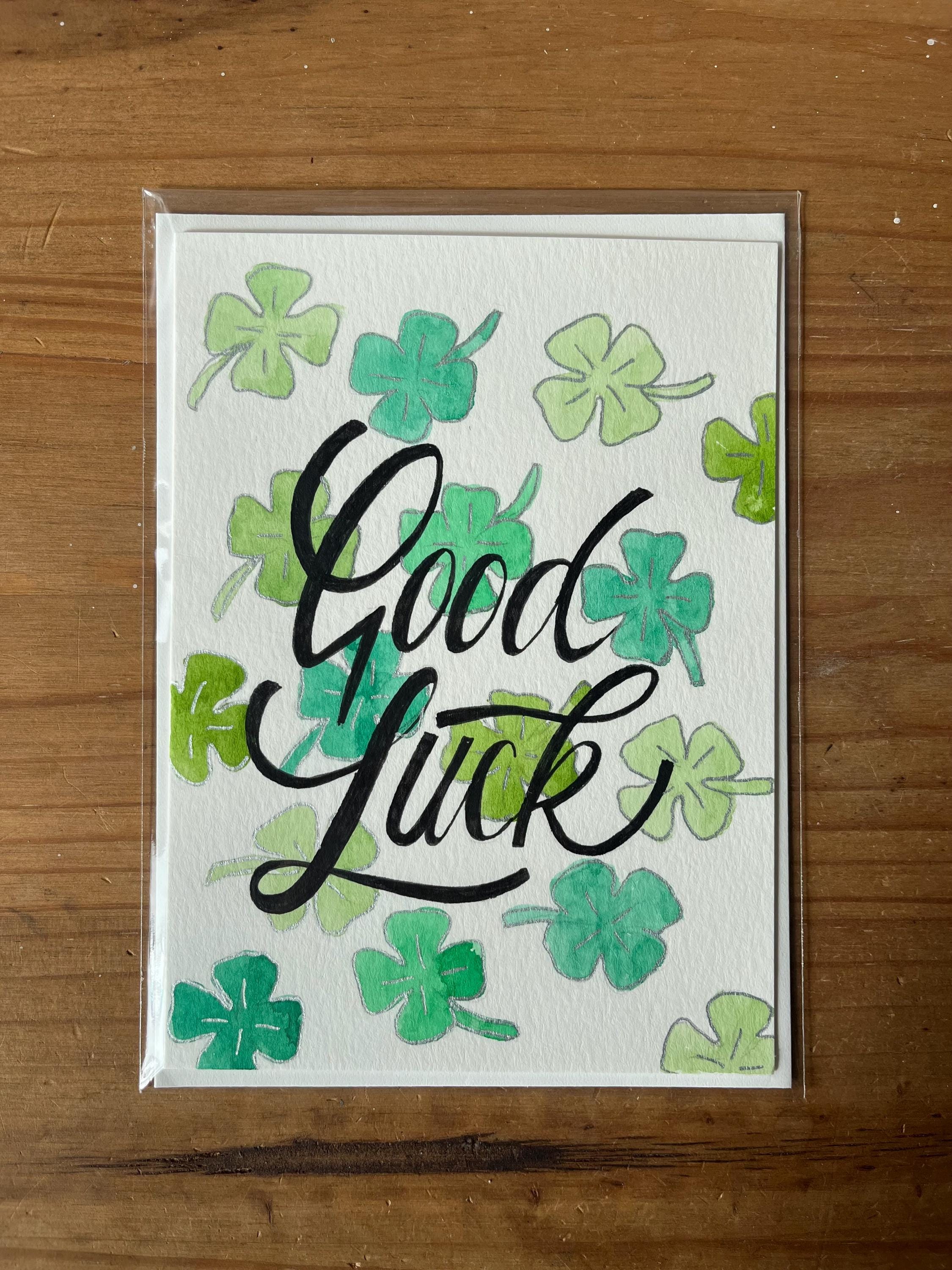 Hand-painted Good Luck Card - Etsy