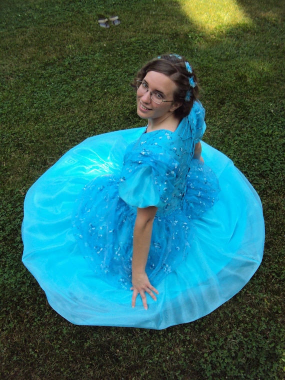 Handmade Brilliant Blue Cinderella Ball Gown, One-of-a-Kind, Handmade