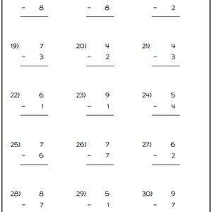 50 druckbare Arbeitsblätter zum Subtrahieren von Kindern im Alter von 6-8 Jahren