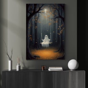 The Ghost Playing on the Swing Vintage Canvas Art Print Dark - Etsy