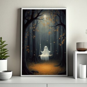 The Ghost Playing on the Swing Vintage Canvas Art Print Dark - Etsy