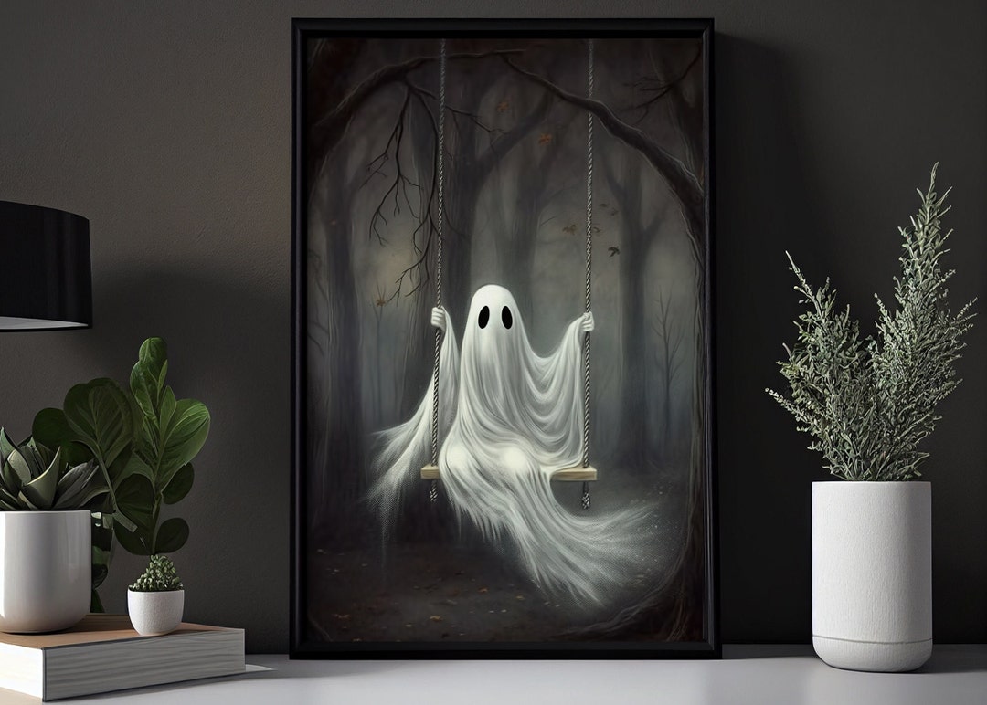 Spooky Ghost in Dark Forest Wall Art Print Dark Academia - Etsy