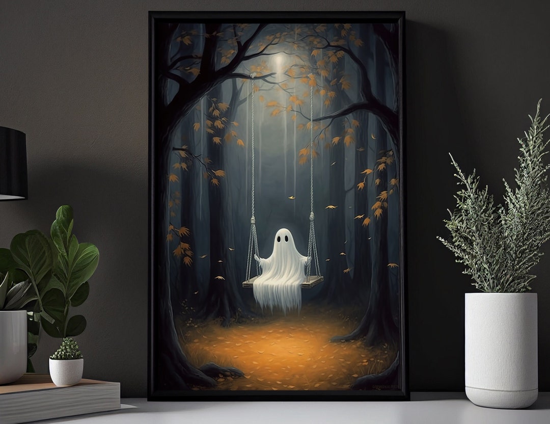 The Ghost Playing on the Swing Vintage Canvas Art Print Dark - Etsy