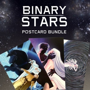 Binary Stars Postkarten-Bundle - 4 x 6 Postkartendrucke - Sci-Fi Sterne Sternbild Astronomie Astrologie Romantik Kunstdrucke