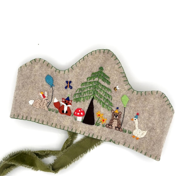 Embroidery Woodland Birthday Crown