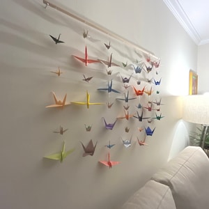 Multi-Colored Hanging Cranes Wall Art