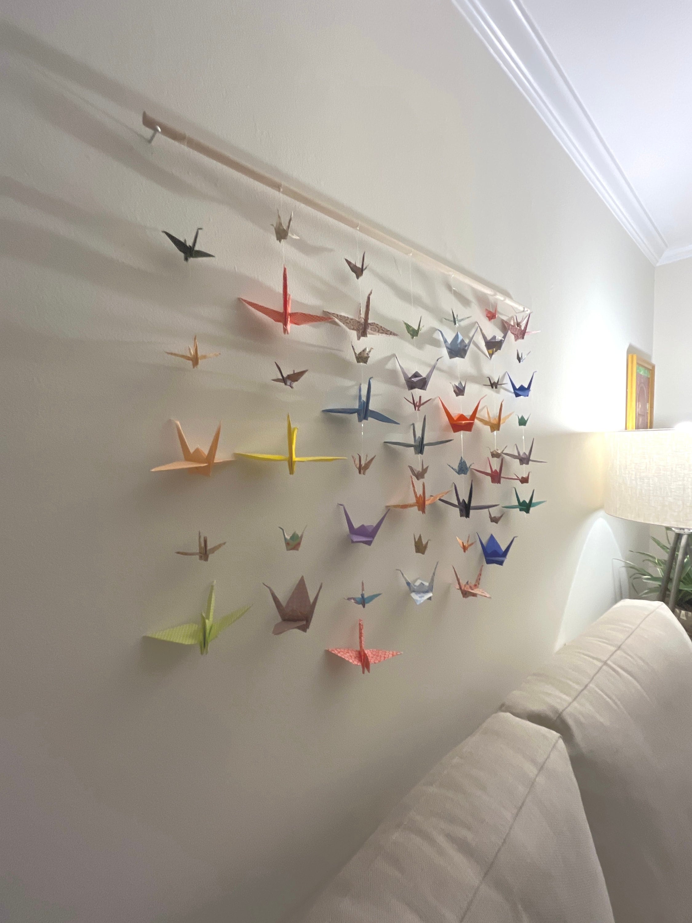 Multi-Colored Hanging Cranes Wall Art