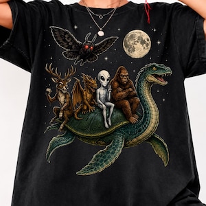 Cryptid Legendary Squad PNG: Bigfoot, Alien, Drake, Mothman, Sjömonster (digital nedladdning)
