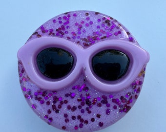 3D Purple Sunglasses glitter resin phone grip