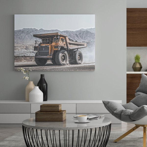 Dump Truck Wall Art Canvas Mining Equipment Man Cave Art Rock Truck Heavy Machinery Man Cave Gift Fathers Day Gift