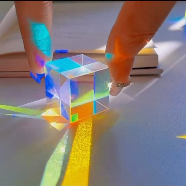 Mini K9 Crystal Square, Cube Sunlight Catcher, Rainbow Maker, Square Cube Prism, Light Splitting, Table Decor