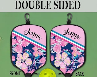 Personalized Pickleball Paddle Cover, Floral Pickleball Paddle Bag, Pickleball Gifts Women, Birthday Gift Idea Friend, Christmas Gift Mom