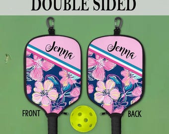 Personalized Floral Pickleball Paddle Cover: Neoprene Paddle Bag