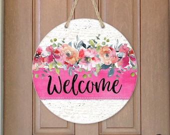 Front Door Decor, Welcome Door Hanger, Front Door Welcome Sign, Floral Sign, Front Door Sign, Spring Decor, New Home Decor, Farmhouse Door