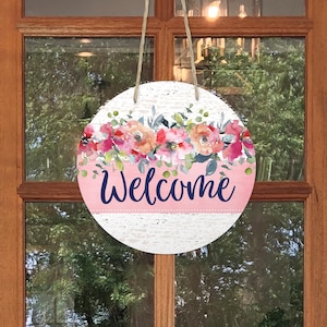 Front Door Decor, Welcome Door Hanger, Front Door Welcome Sign, Floral Sign, Front Door Sign, Spring Decor, New Home Decor, Farmhouse Door