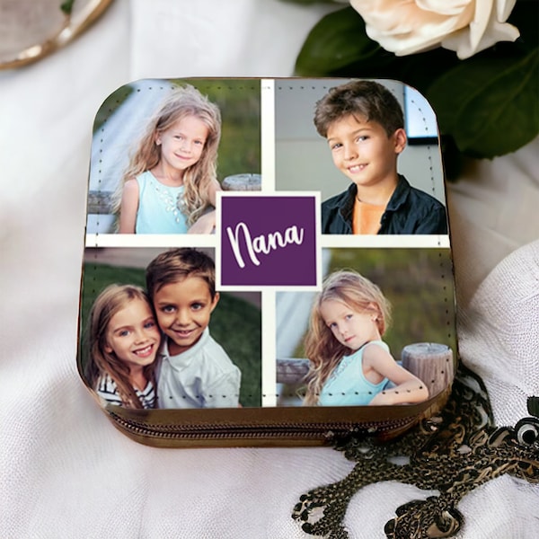 Personalized Jewelry Box, Travel Jewelry Case, Grandmother Gift Ideas, Nana Gift Idea, Mother's Day Gift, To Mom From Kids, Photo Gifts Her