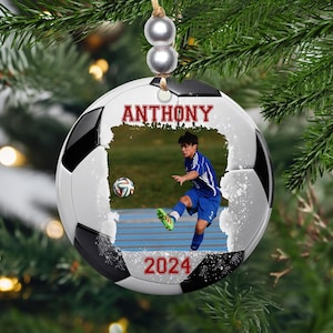 Personalized Soccer Picture Christmas Ornament: Soccer Photo Keepsake, Team Gift Ideas, Soccer Player Holiday Gift