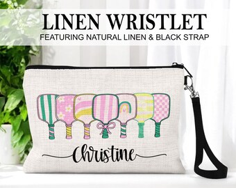 Personalized Pickleball Bag, Pickleball Makeup Bag, Girls Pickleball Zipper Pouch, Pickleball Gift Ideas, Custom Pickleball Toiletry Bag