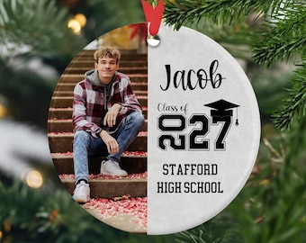 Personalized Graduation Photo Christmas Ornament: Class of 2027, Senior Keepsake Gift, High School or College Graduation Gifts