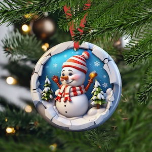 Snowman Ornament Set, 3d Ornament, Ornament Gift Exchange, Snowman Decor, Cute Ornaments, Co Work Gifts, Gift For Neighbor, Friend Gift Idea