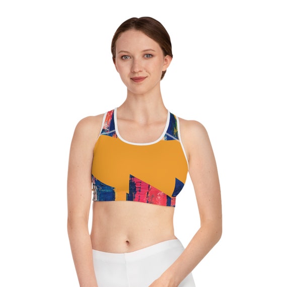 Women's Sports Bra Painted Lady AOP, Soft Sports Bra for Yoga & Exercise,  Luu-c-luu Designer Sports Bras for Women 