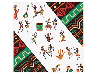 African Dance Face Towel 13 X 13, Ethno African Bath Towel, Boho Bath Towel, Ethno African Bathroom Decor,  DIY Cute Canva Bathroom Decor
