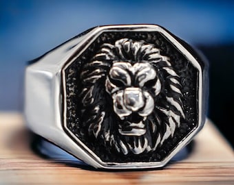 Lion of Judah Ring/ Lion Ring/ Lion King Ring/ Stainless Steel Ring/ Ring for Men/ Animal Lover Gift/ Birthday Gift/ Leo Zodiac Ring